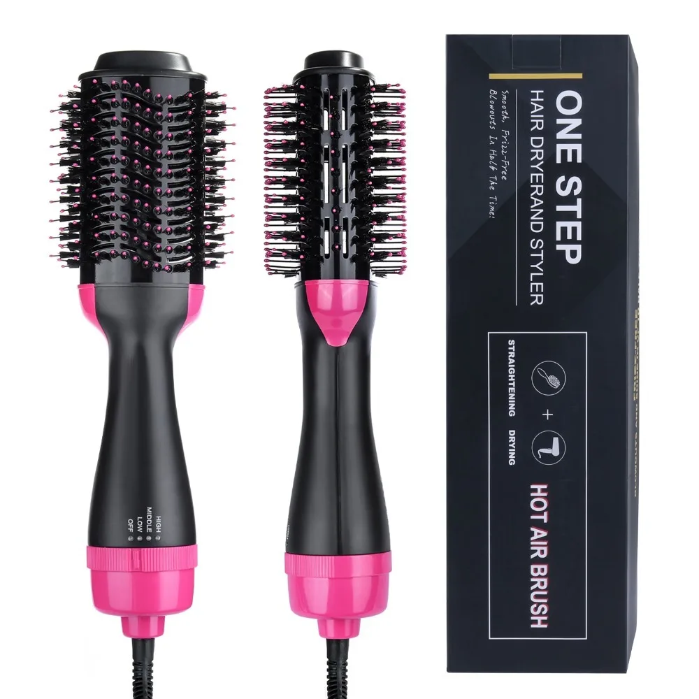 Hair Dryer Hot Air Brush Styler and Volumizer Hair Straightener Curler Comb Roller One Step Electric Ion Blow Dryer Brush