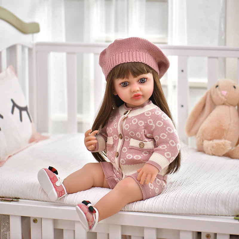 New 55cm soft vinyl doll silicone doll baby doll toy conversation function kids toys for play With Fashion Clothes Accessories