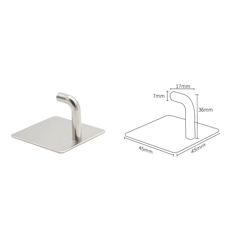 
Wholesale 3M Self Adhesive Hooks SUS 304 Stainless Steel Heavy Duty Small Coat Picture Hook Wall Sticky Hook 