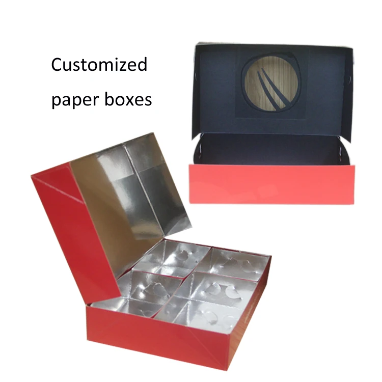 Custom Logo Printing Red Black Takeout Sushi Box Soup Salad Paper Bowl Disposable Takeaway Food Containers