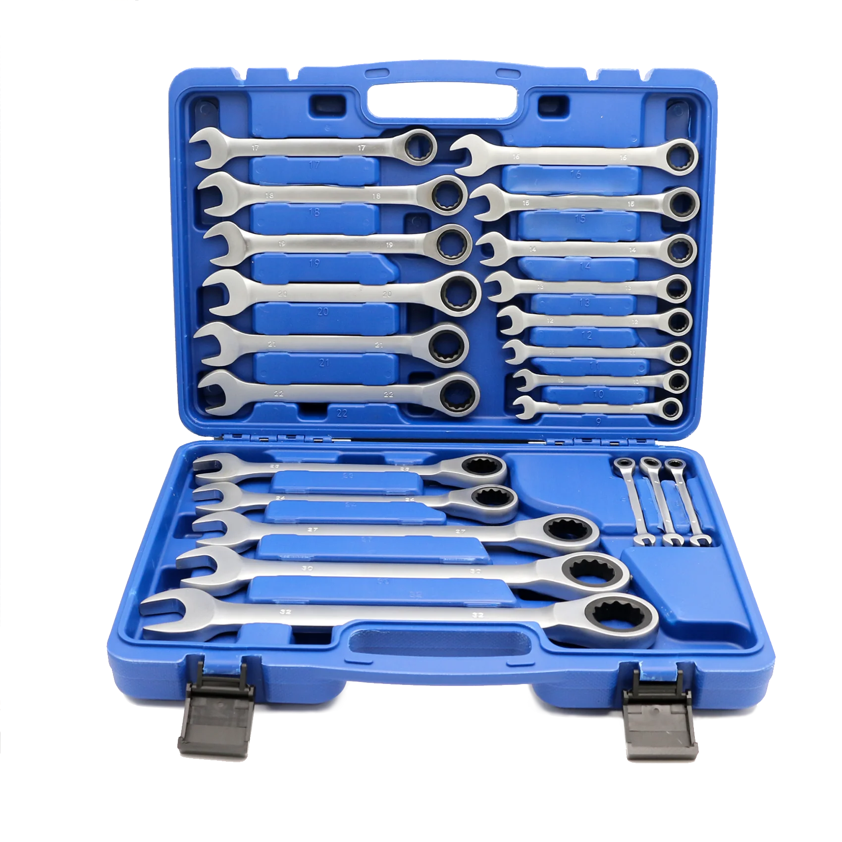 SUGETOOLS 22-Piece 72 Tooth CR-V Open End Metric Ratchet Combination Sapnner Wrenches Set
