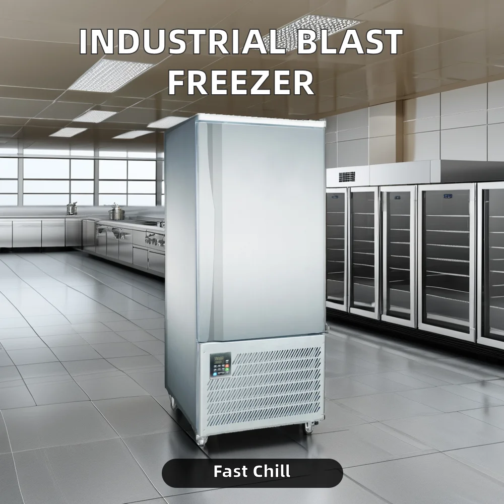 Commercial Single-Temperature Stainless Steel Blast Freezer LED Bar Industrial Kitchen Rapid Cooling Frozen Food Refrigerator