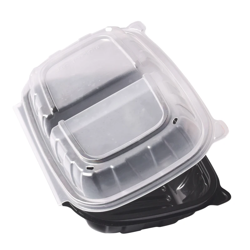 Manufacturer take out packaging box disposable clamshell 2 3 compartment MFPP plastic lunch food boxes hinged container