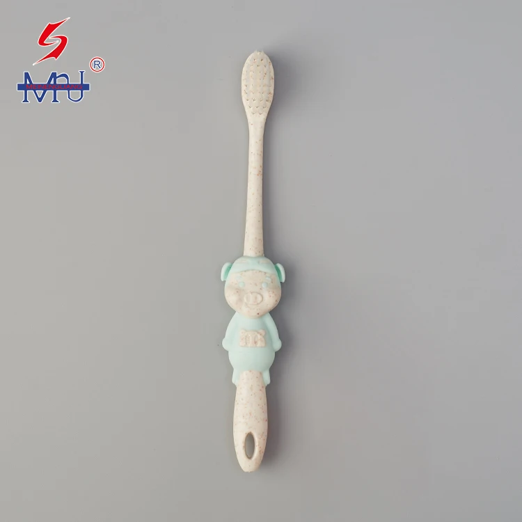 Custom OEM child wheat straw toothbrush for oral tooth clean kids tooth brush