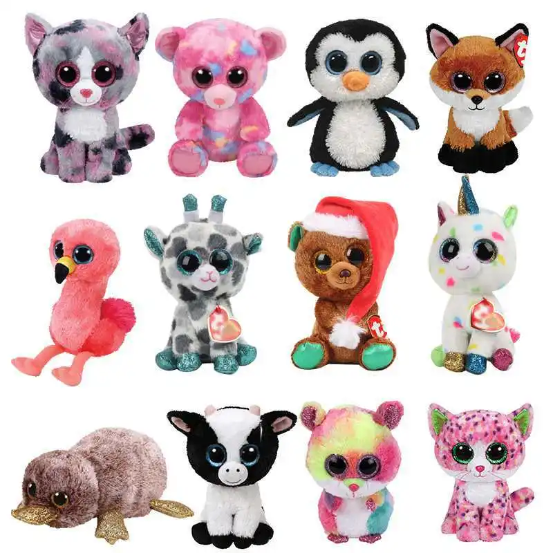 Amazon Hot Sale Beanie Boos Unicorn Big Eyes 15cm Plush Toy Doll Kawaii Ty Stuffed Animals For Babies Christmas Gifts
