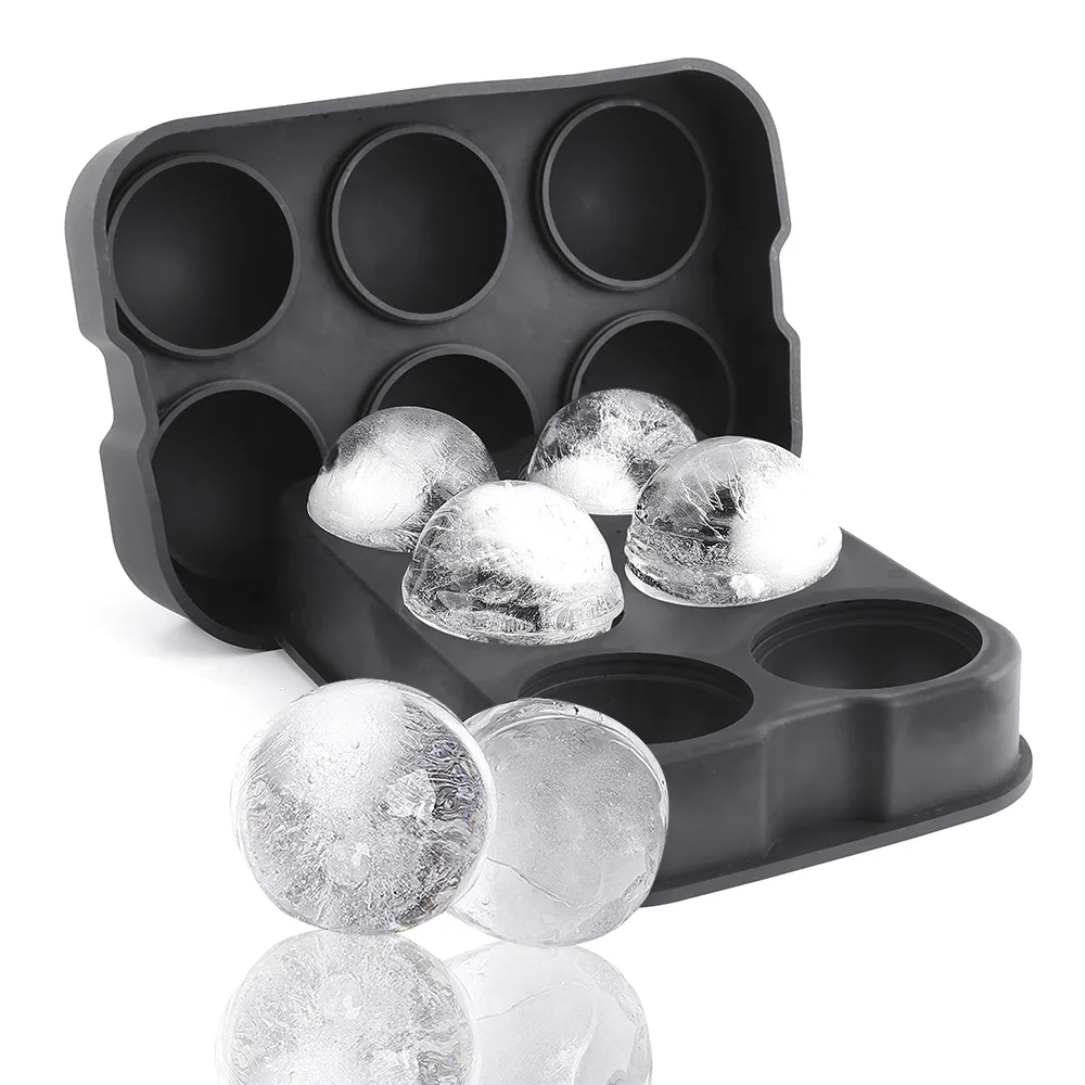 Easy Release Reusable Sphere Molds Clear Ice Cube Trays Polypropylene Silicone Ice Ball Maker with Lid