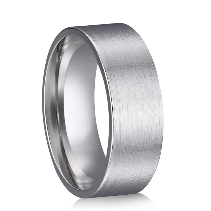 8mm Custom Engravable 925 Sterling Silver Rings for Men Women Comfort Fit Brushed Finished Flat Ring Cores in Stock