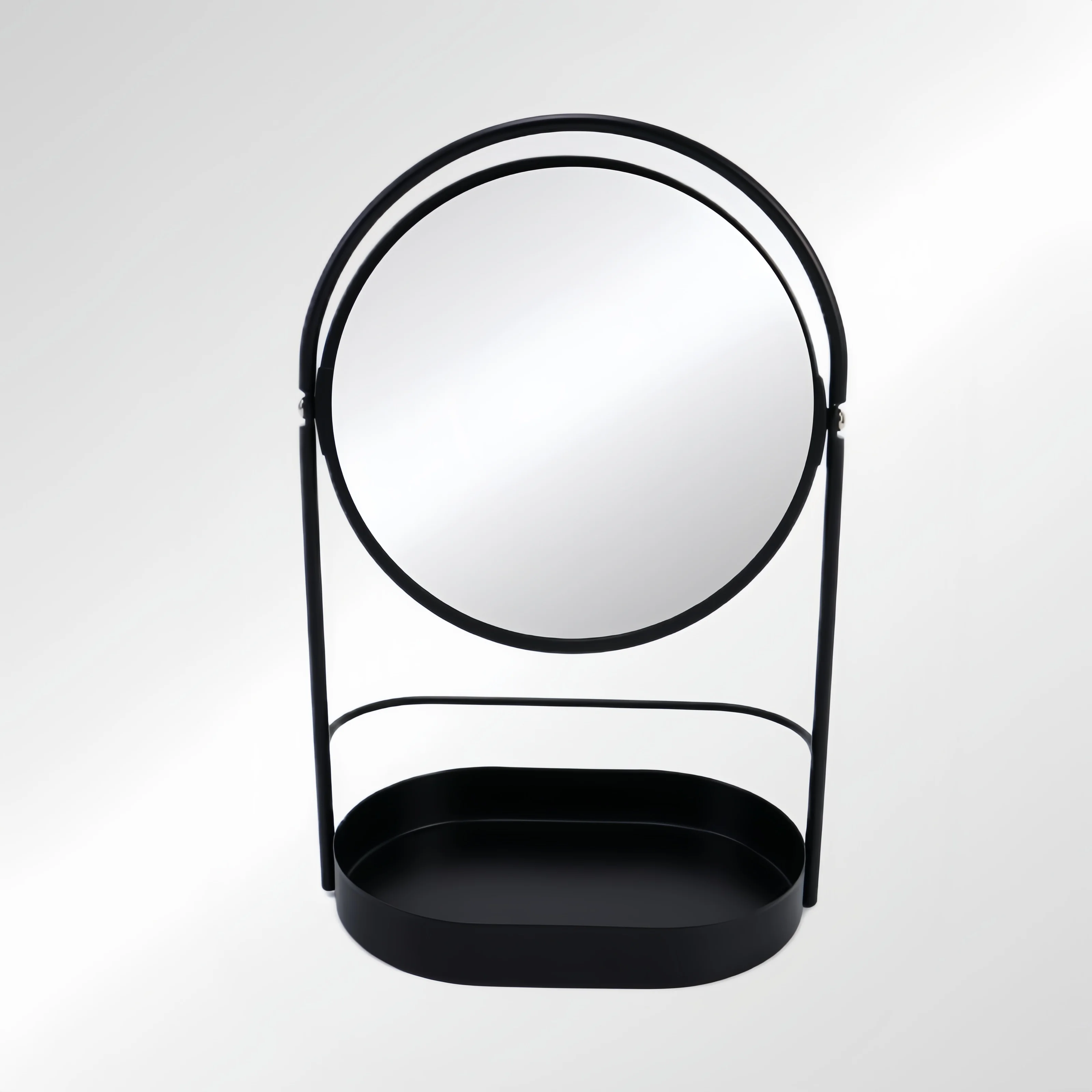 Round Vanity Black Mirror with Jewelry Holder and Storage Base Makeup Mirror Great Gifts for Mother and Wife
