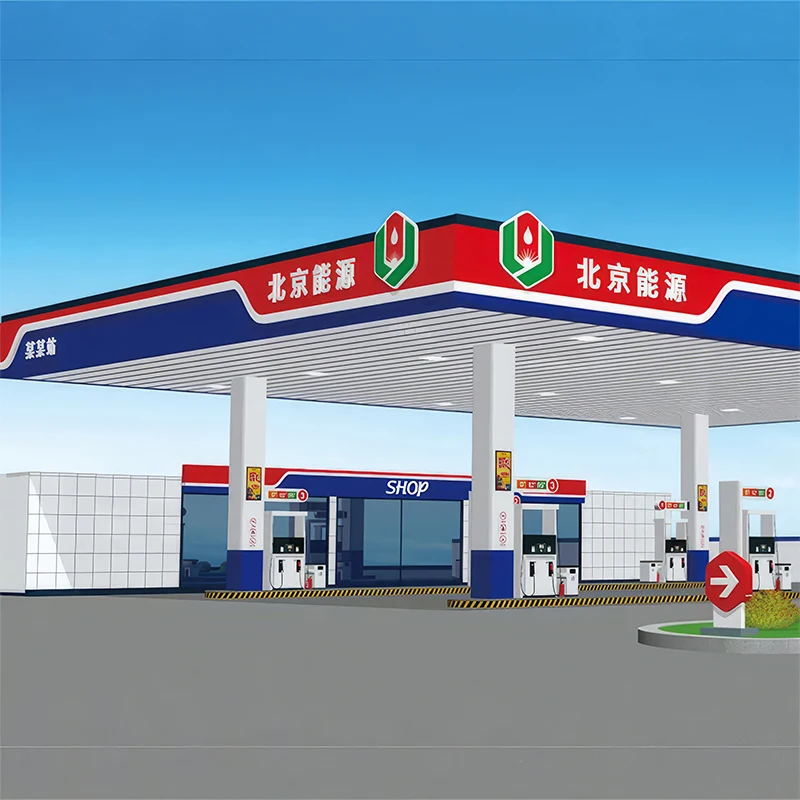 Manufacturer Gas Station  Gasoline Kiosk Aluminum Fuel Filling Station Ceiling Mini Gas Station Pylon Sign For Mall