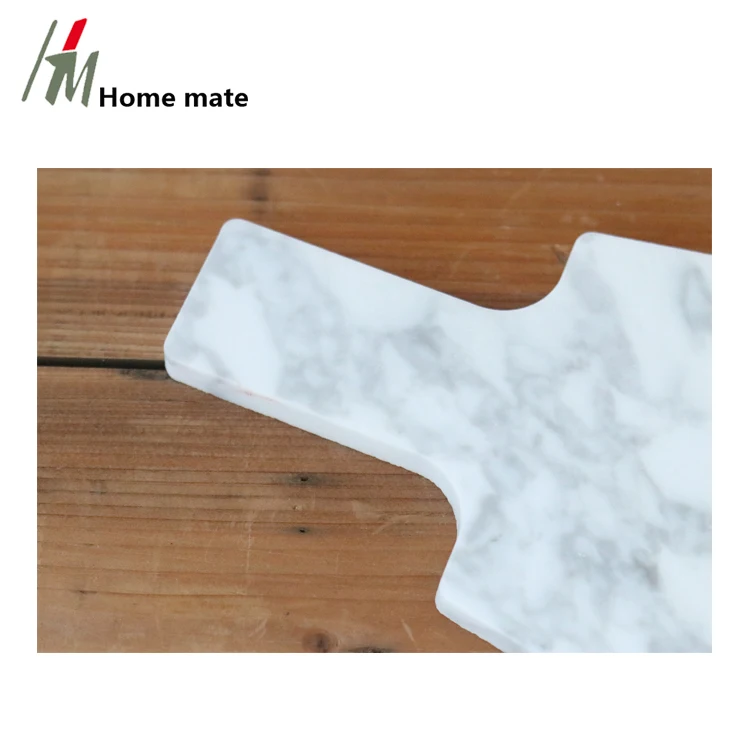 Personalized Marble Cheese Board Versatile White Marble Server Plate With Handle
