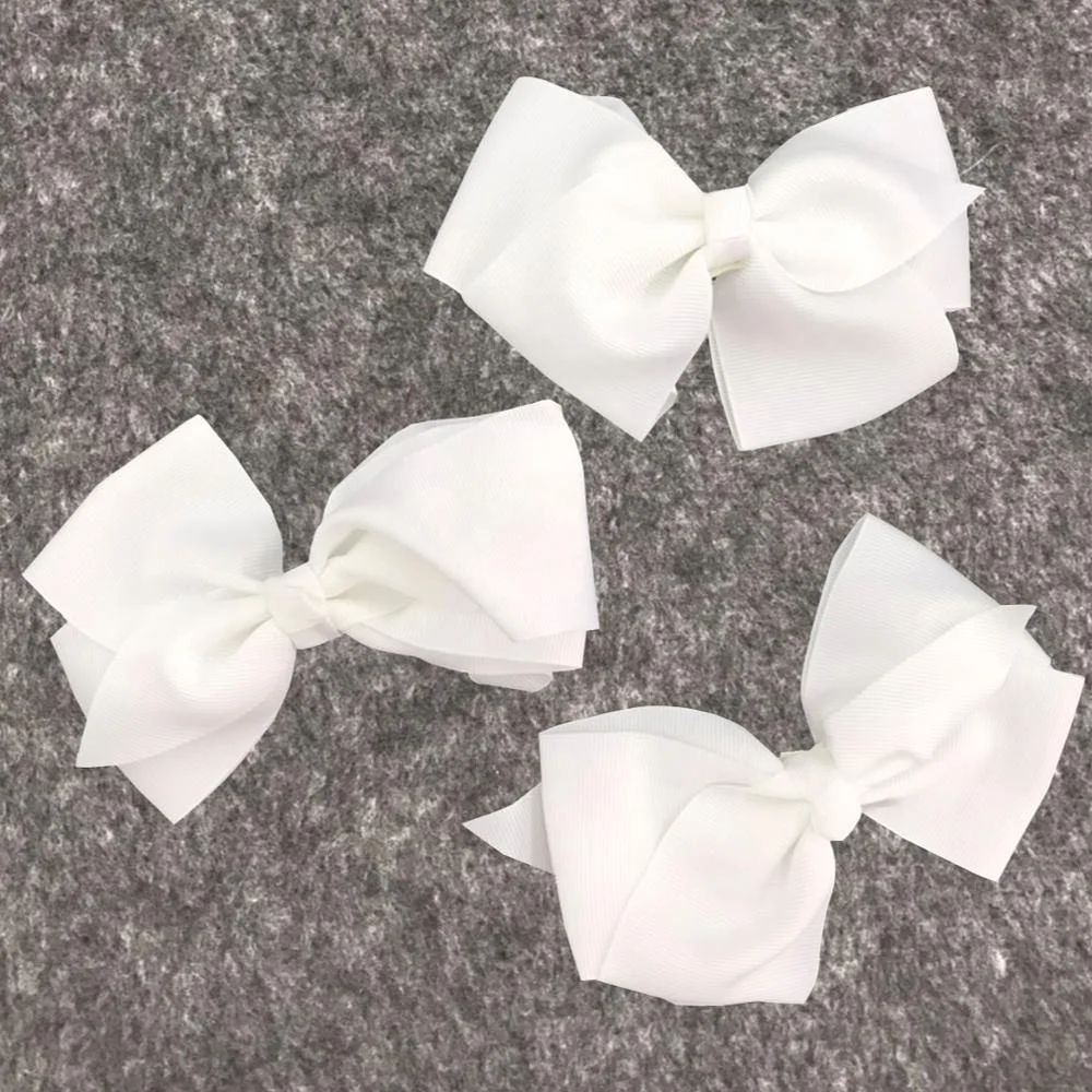 Hot selling 100% Polyester Grosgrain Ribbon White Hair Accessory Bow