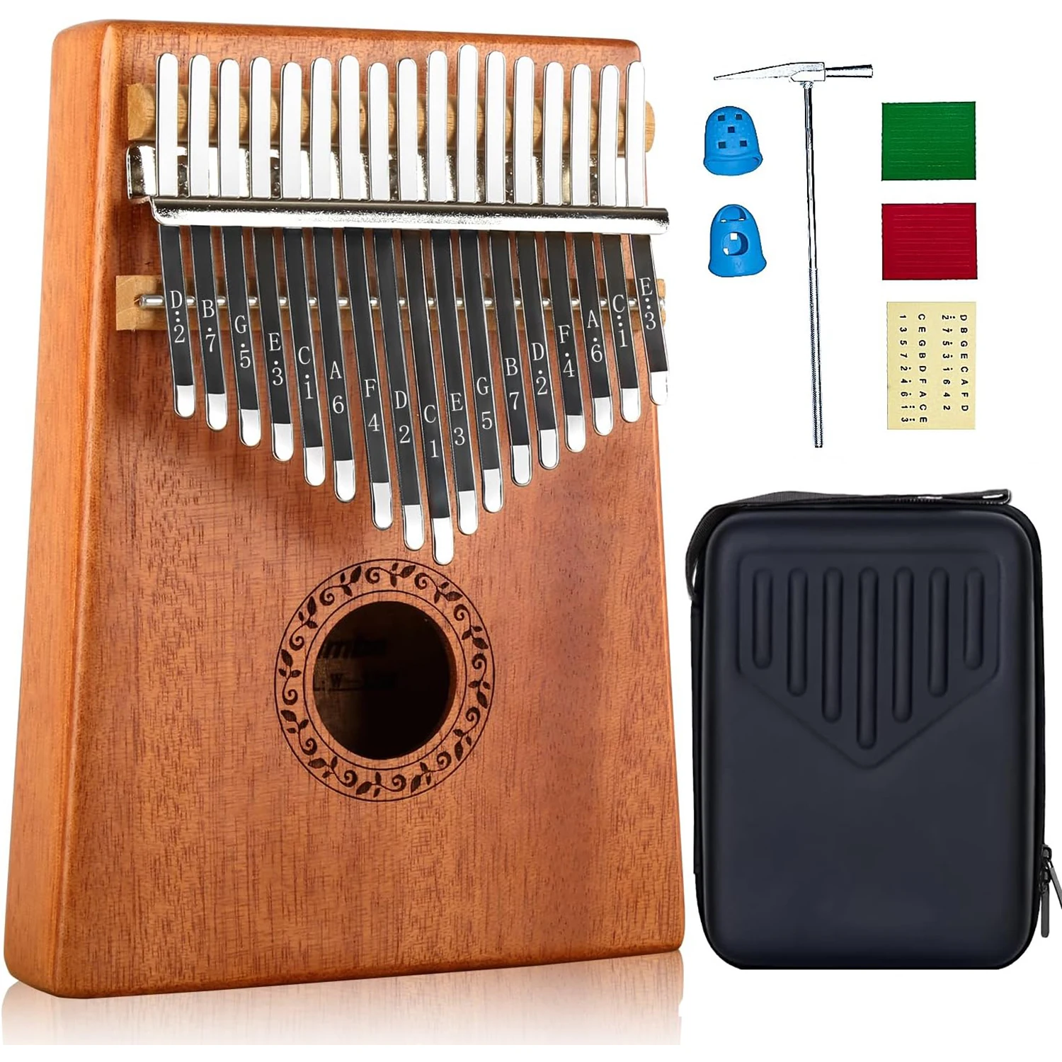 Gift for Kids Adult Beginners Kalimba 17 Keys Thumb Piano Portable Mbira Sanza African Wood Finger Piano