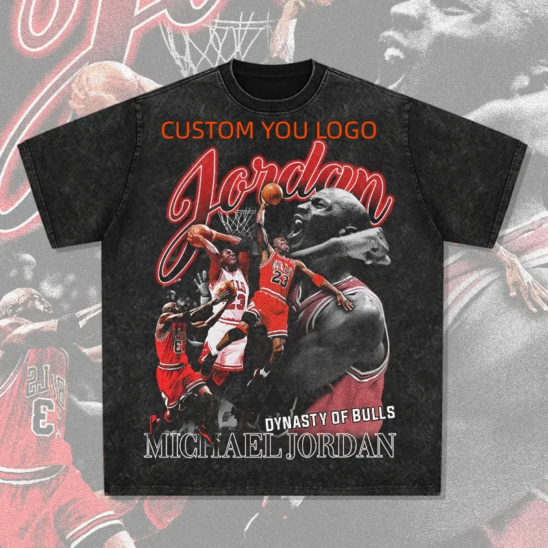 New vintage distressed t shirt high quality cotton t-shirt men washed vintage t shirts oversize custom streetwear