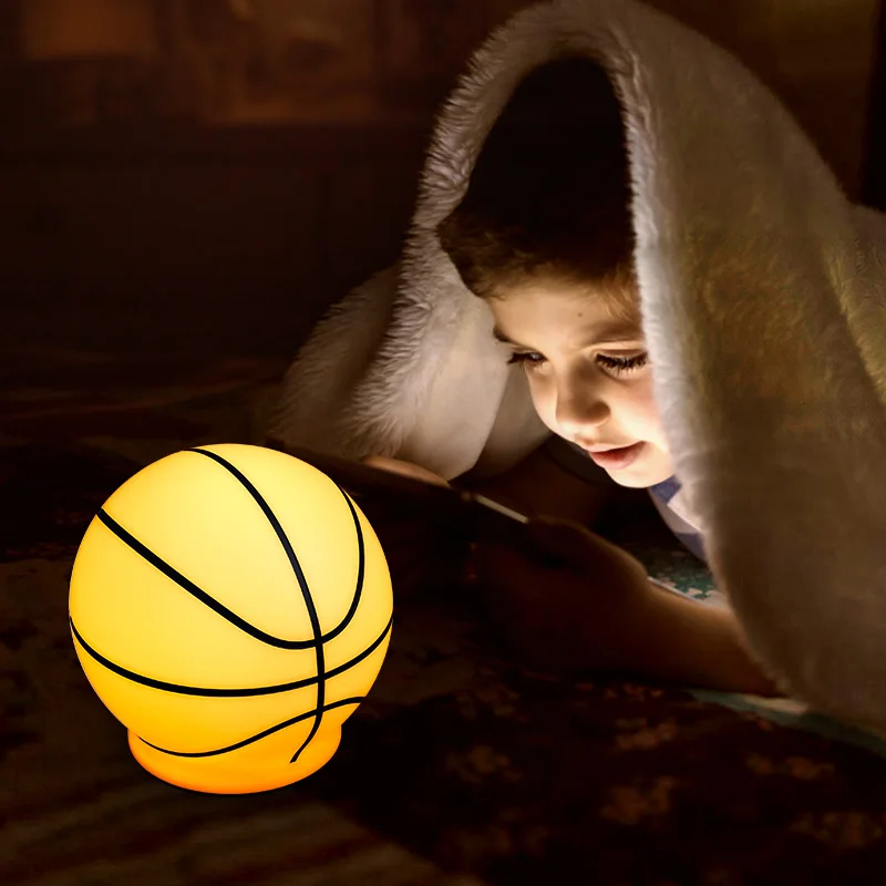 ICARER Family Touch Pat Night Light Basketball Shape USB Rechargeable 5V Warm LED Lamp for Kids Gift