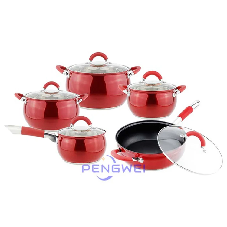 Kitchen Cooking Ware Set Casserole Fry Pan Pots And Pans Stainless Steel Pot 12pcs Cookware Sets