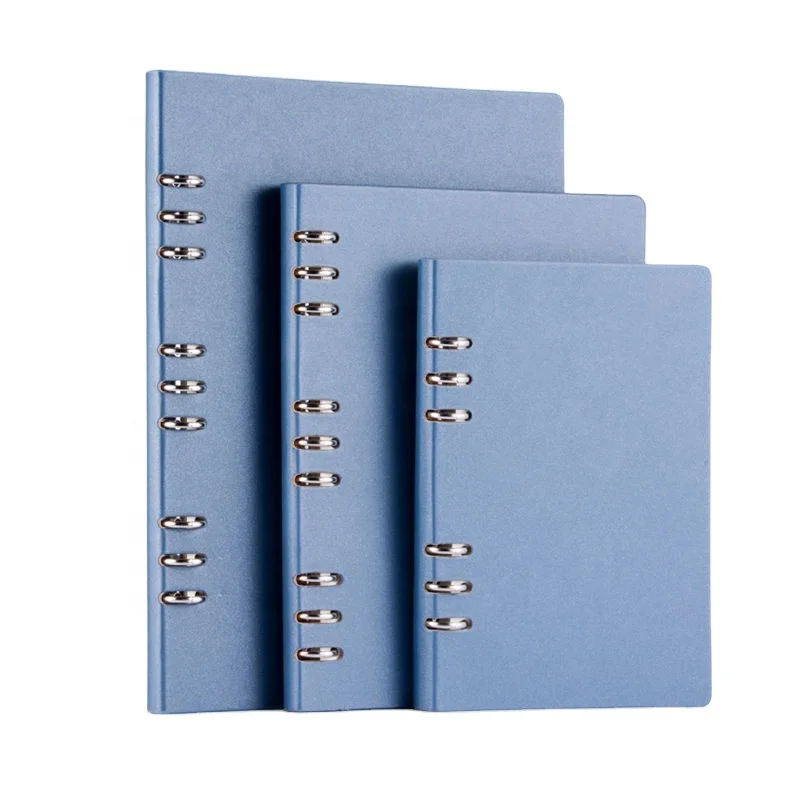 A4A5A6B5 Ring Binder Notebooks Custom Gold Folio Debossed Notebooks Printing Hardcover  PU Leather Journal Planner