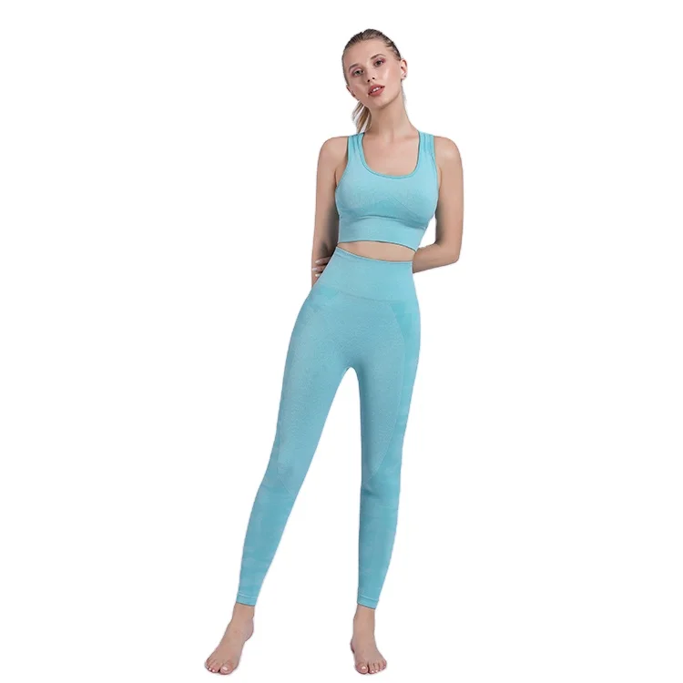 
New products yoga wear workout clothing gym sportswear women ladies seamless bra and leggings set 