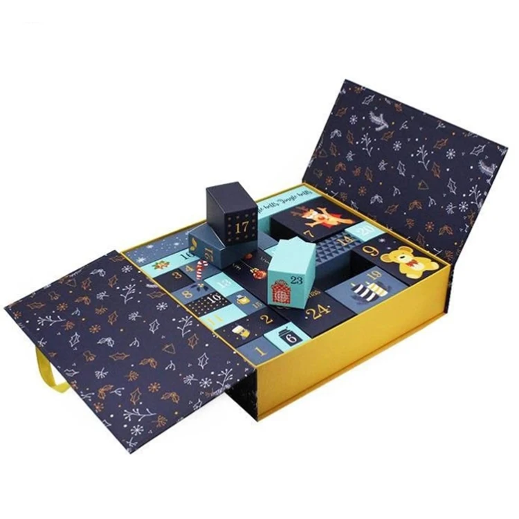 wholesale cosmetic packaging blind mystery box christmas gifts cardboard advent calendar empty packaging box