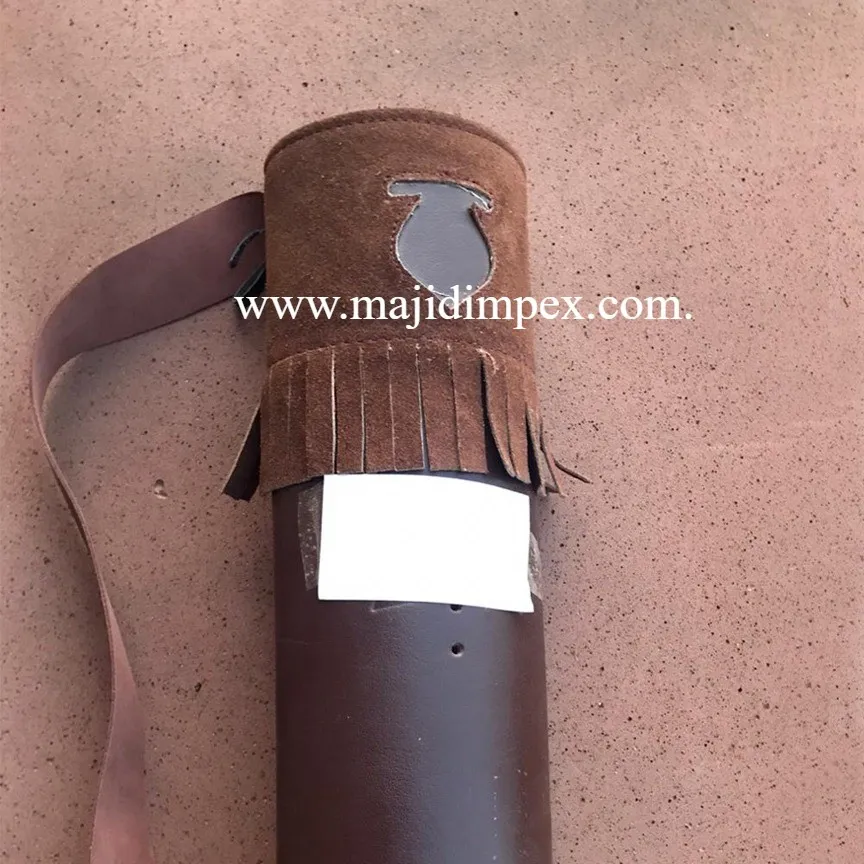 New Traditional Genuine Leather Archery Back Arrow Quiver Hunting Pouch Belt Bag