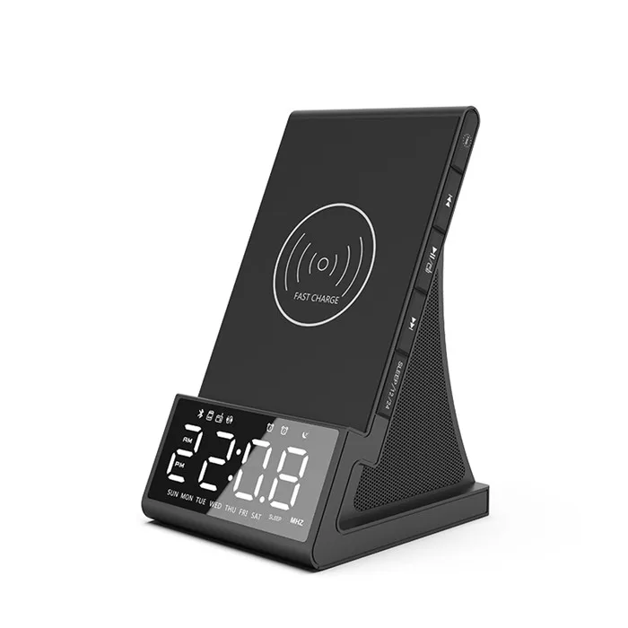 hotel alarm clock radio mp3 usb remote control music station wireless speaker with mic