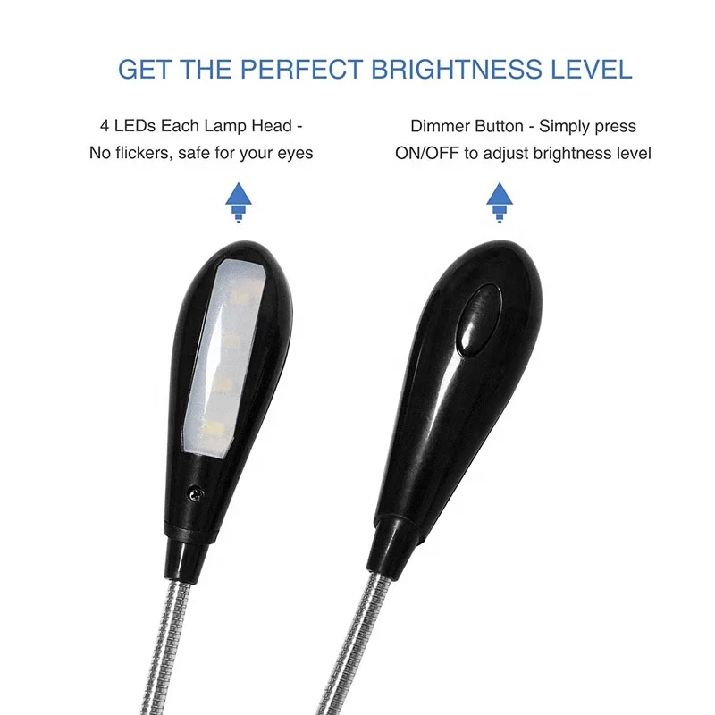 Mini 4LED Book lamp portable USBReading Night lamp White/warm Color Table desk light for laptor Bank Notebook PC Computer