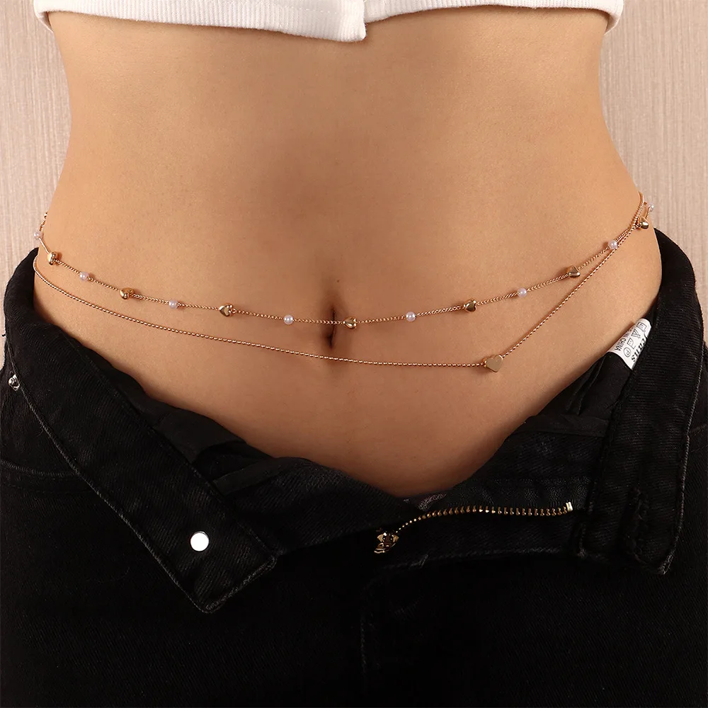 European and American waist chain female body chains belly dance sexy navel love bikini waist belt belly chain body jewelry