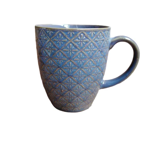 
Pad printing coffee mug with shape relief ceramic mug 