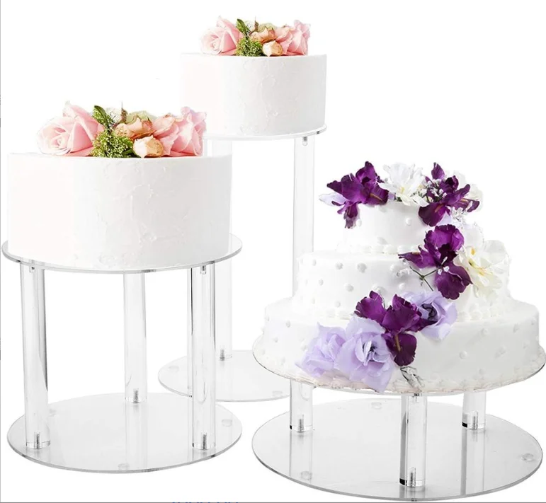 Acrylic Crystal Transparent Disc Round Stick Cake Display Stand Dessert Snack Display