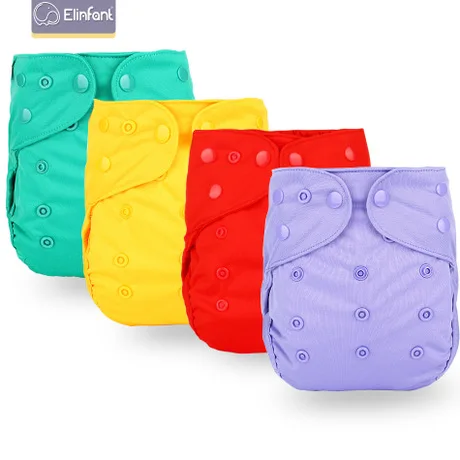 Elinfant reusable new plain pure color one size adjustable anti leak cloth diaper cover waterproof washable baby nappy