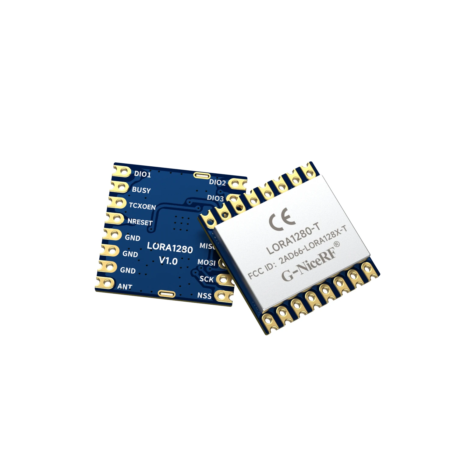 LoRa1280/LoRa1281-TCXO long-range 2.4GHz RF module CE & FCC certification, SX1280/SX1281 chip, integrated TCXO crystal.