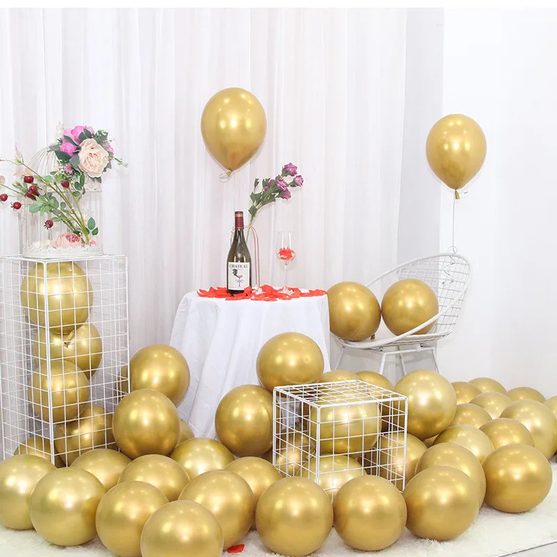 12 inches Latex Metallic Balloons Birthday Balloon Set Helium Shiny Balloons Party Compatible Birthday Party Decoration