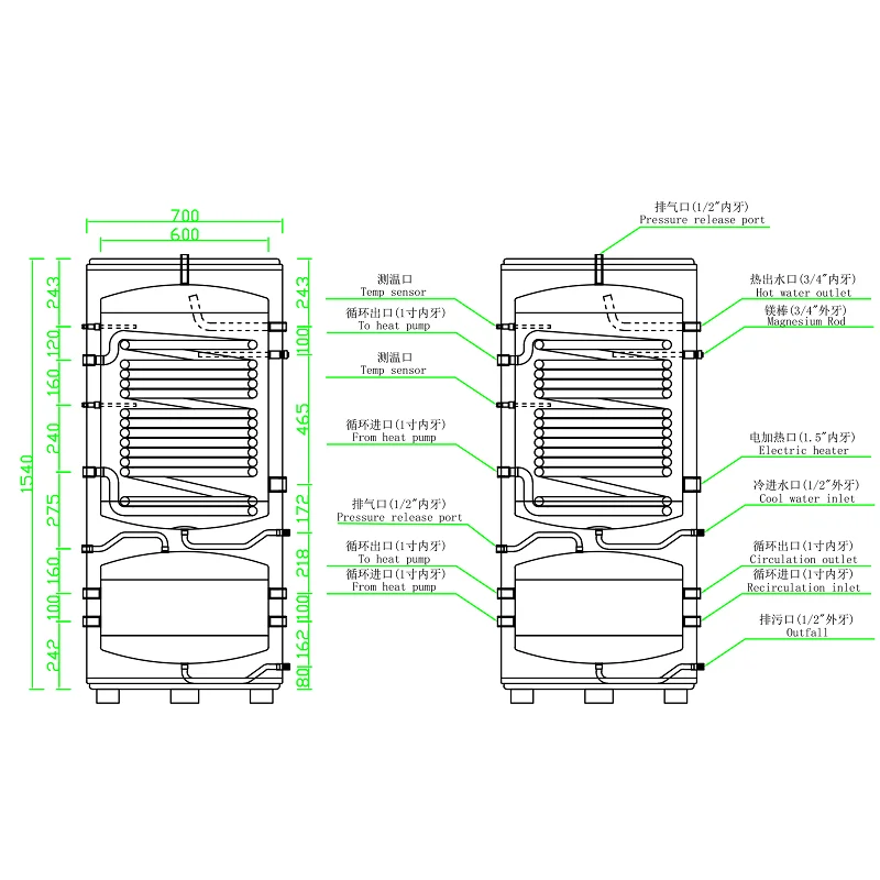 wholesale home use 150L 304 stainless steel wall mounted electric hot water tank for sale