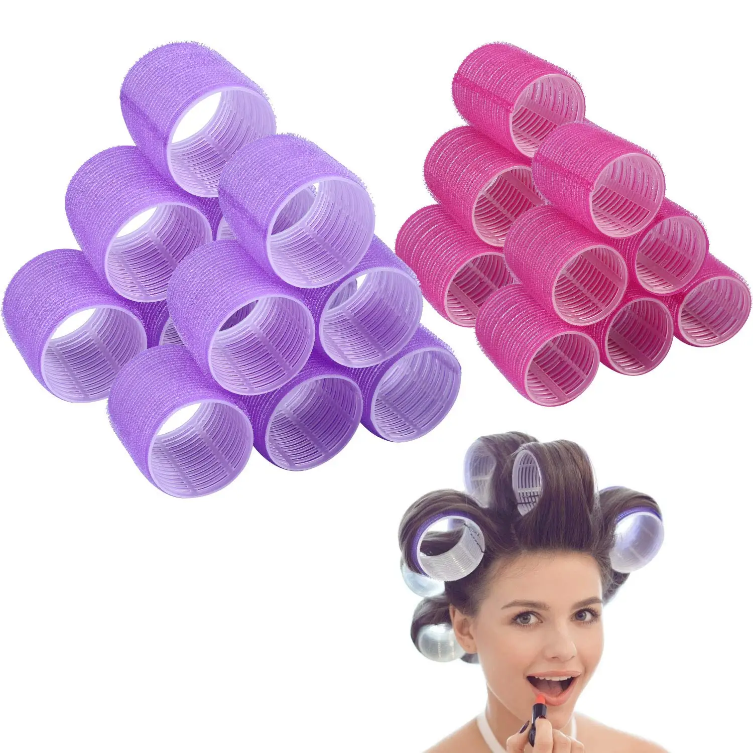 Customize Size Hairdressing Diy Tools 3 Sizes Self Grip Holding Hair Roller Set 9pcs Plastic Big Hair Rollers