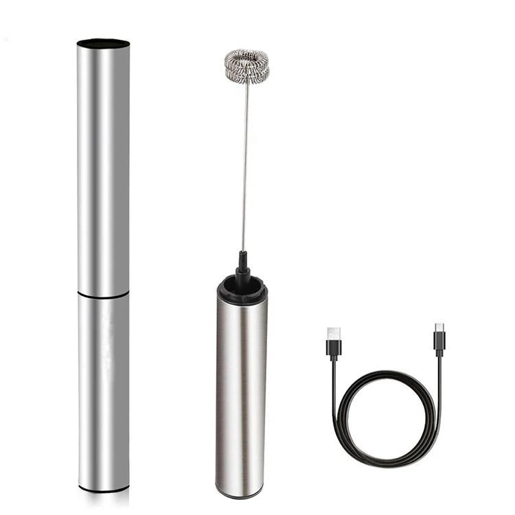 Coffee Mixing Tools Stainless Steel Double Spring Whisk Head Portable Battery Operated Milk Frother
