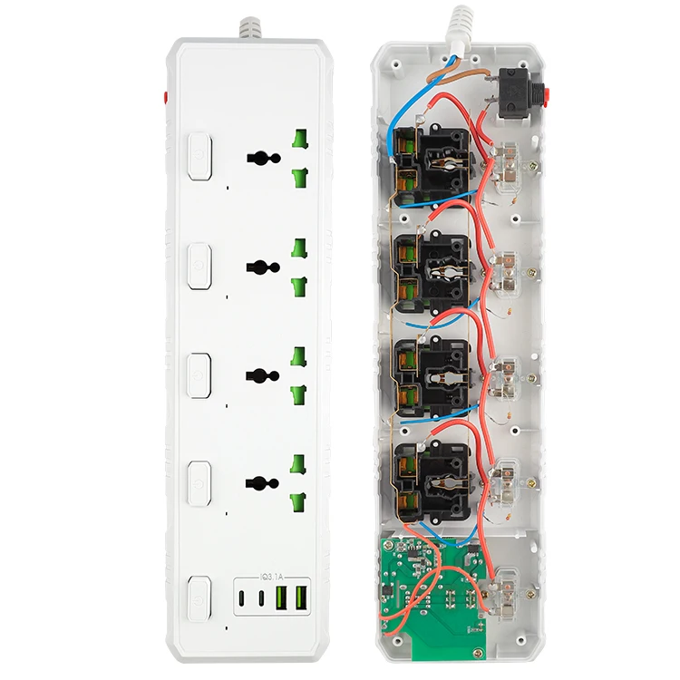 Universal Uk Standard Surge Protector 3000W New Power Strip With Usb Charging Ports 4 Way Outlet Extension Plug Socket