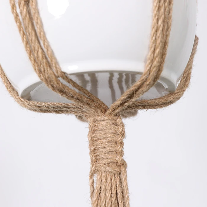 Dropshipping 4 Legs Macrame Plant Hanger Hanging Planter Natural Jute Plant Holder with Wood Bead Decoration and Metal Ring