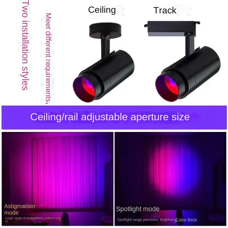 IP65 18W 30W rgb colour track light smart home lighting rail system compatible with alexa and google wifi dimmable cob Spotlight