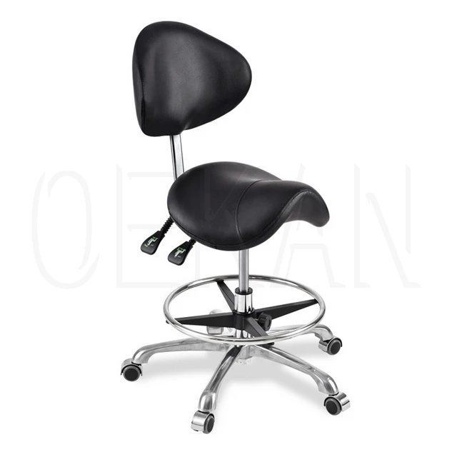 OEKAN FURNITURE Medical Adjustable Saddle Stool with Back Support
