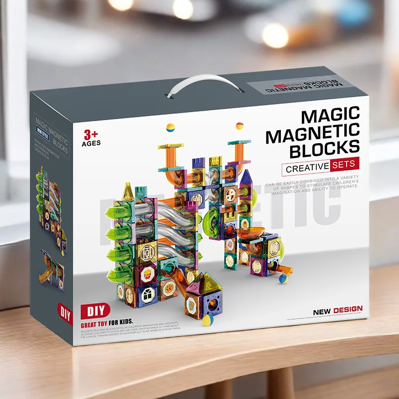 126pcs Magnetic Building blocks Toys Kids Educational Transparent Diy Assembling Race Run Ball Magnetic curve For Kids