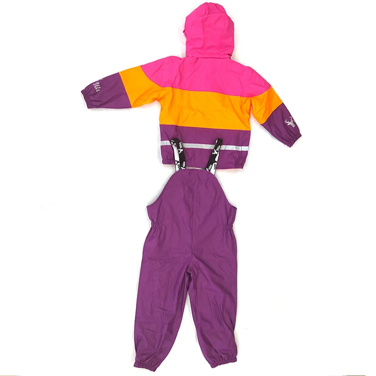 Outdoor waterproof children rainsuit full body 100% PU  clear kids rain suit