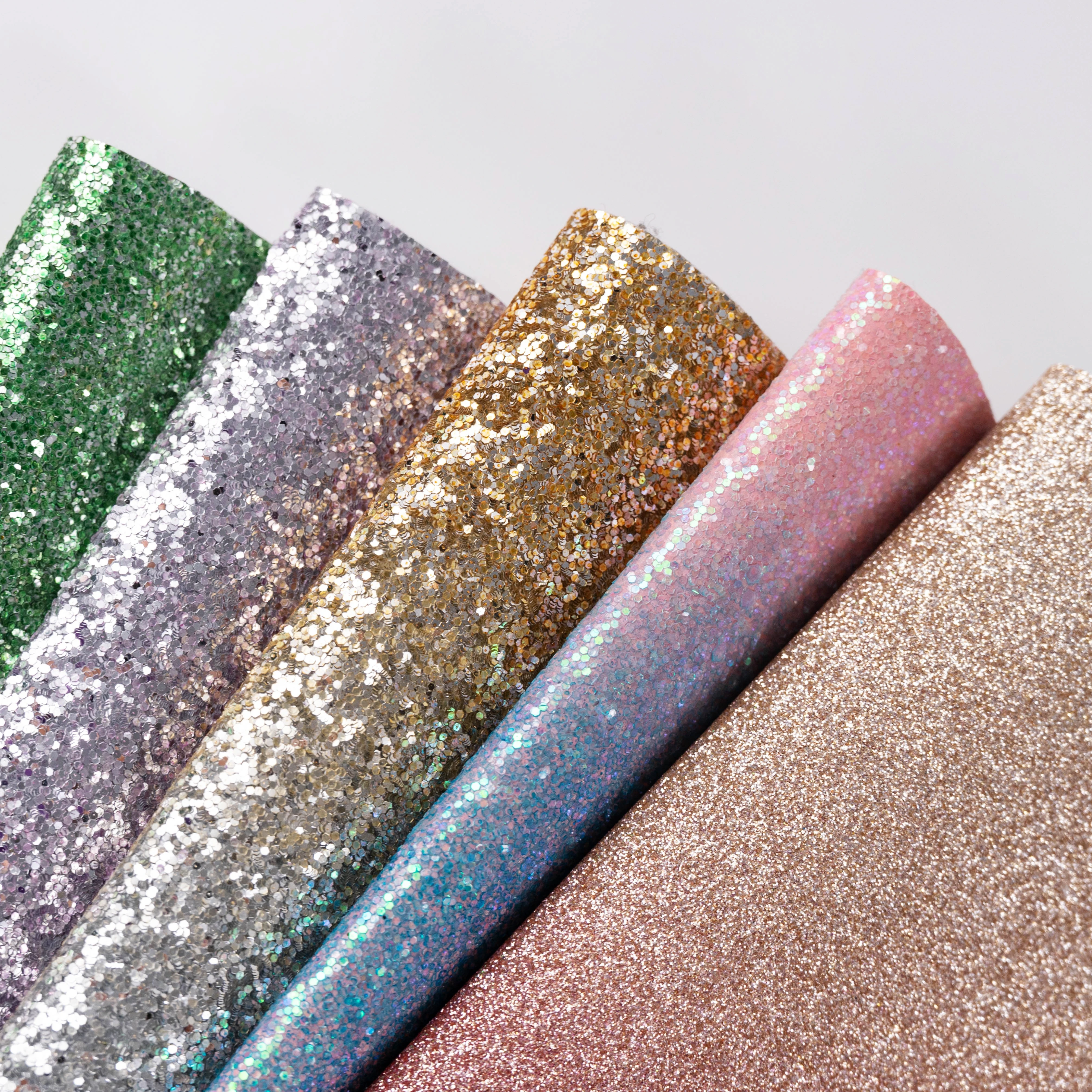 Recycled Sparkly Shiny   Glitter Fabric Sheets Chunky Faux Leather for Shoes Bags Bow Crafts Belt Decorative Pattern