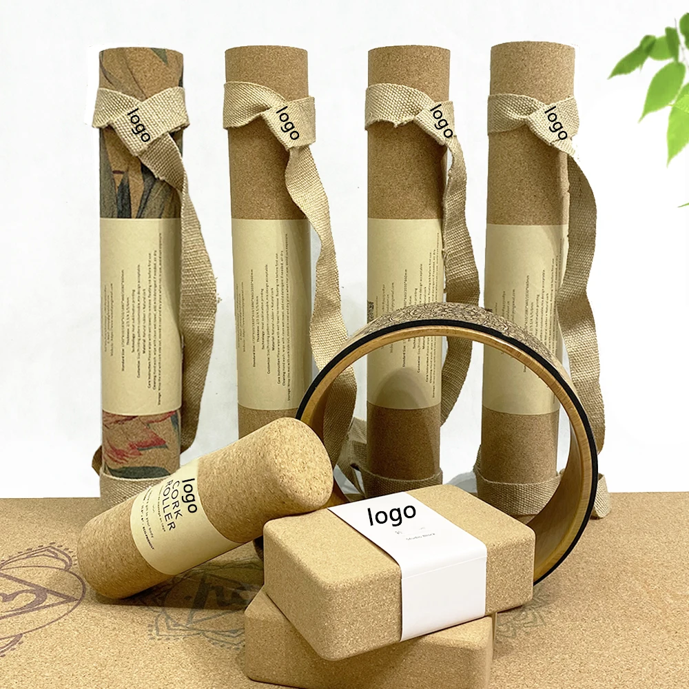 Eco Friendly Non-slip organic Customized Logo Natural Rubber Cork Hot Yoga Mat Suitable for Fitness