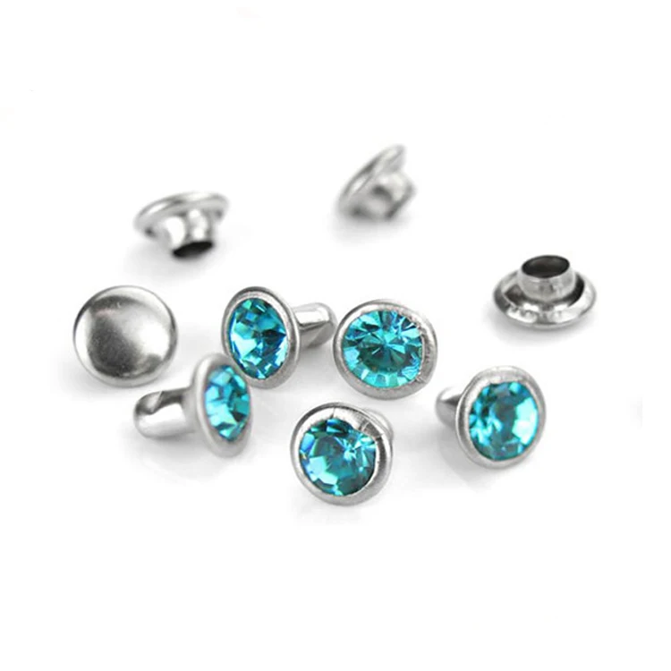 Wholesale rhinestone rivets brass crystal rivet for leather