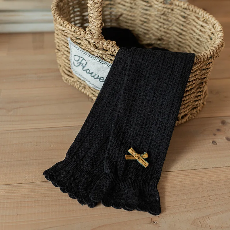 Design Cotton Newborn Polyester Black Baby Girl Ruffle Crew Socks Knee High