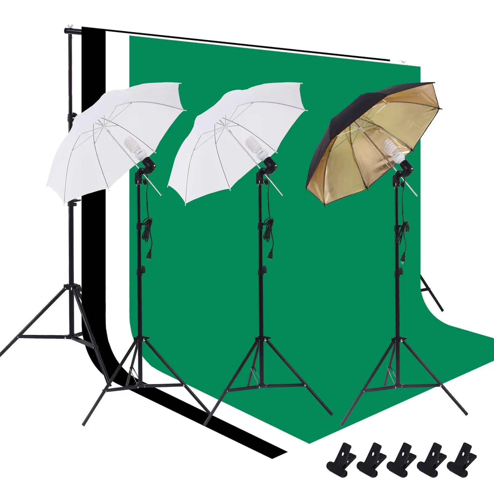 200x300cm 6.5ft x 10ft Background Support System Photography Umbrella Continuous Lighting Kit