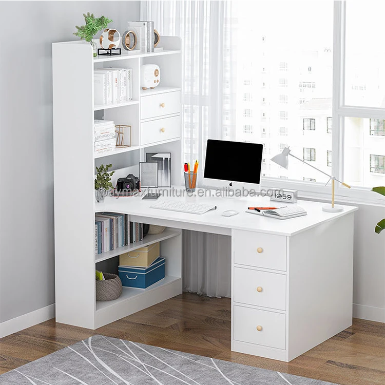 Computer student study gaming desk table with drawer bookshelf home furniture