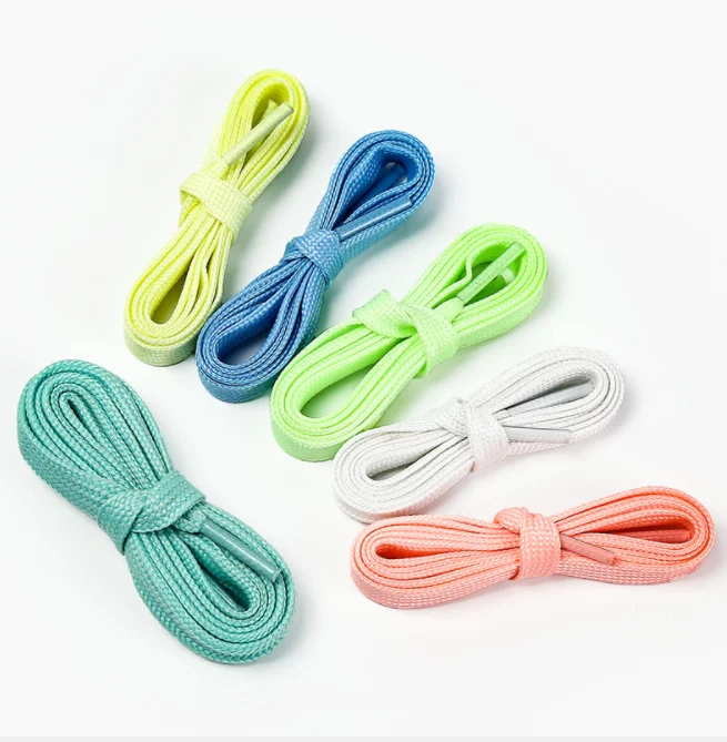 Wholesale High Quality Fashion Custom Logo Printed Soft Satin Shoelaces Stretch flat vintage Polyester Shoe Lace