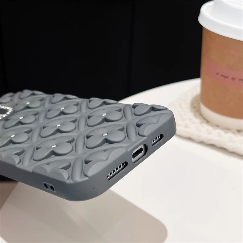 Shining Diamond Camera Lens Frame Flower Phone Case For iPhone 16 15 14 13 12 Pro Max Soft TPU Shockproof Cover