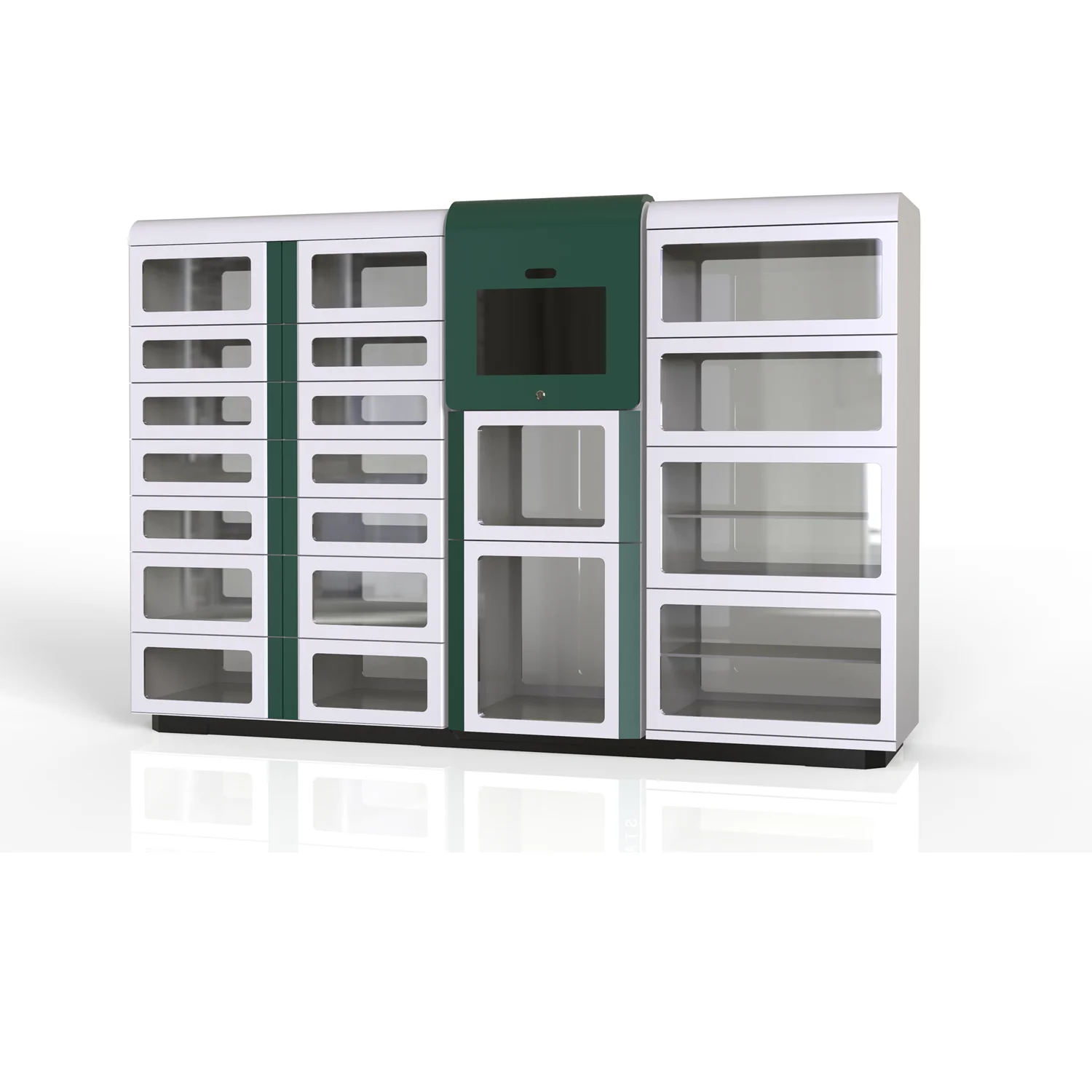 Super Qualitative  Double Side Transparent Glass Storage Locker Cabinet Lockers Widely Used in the Food Industry Customization