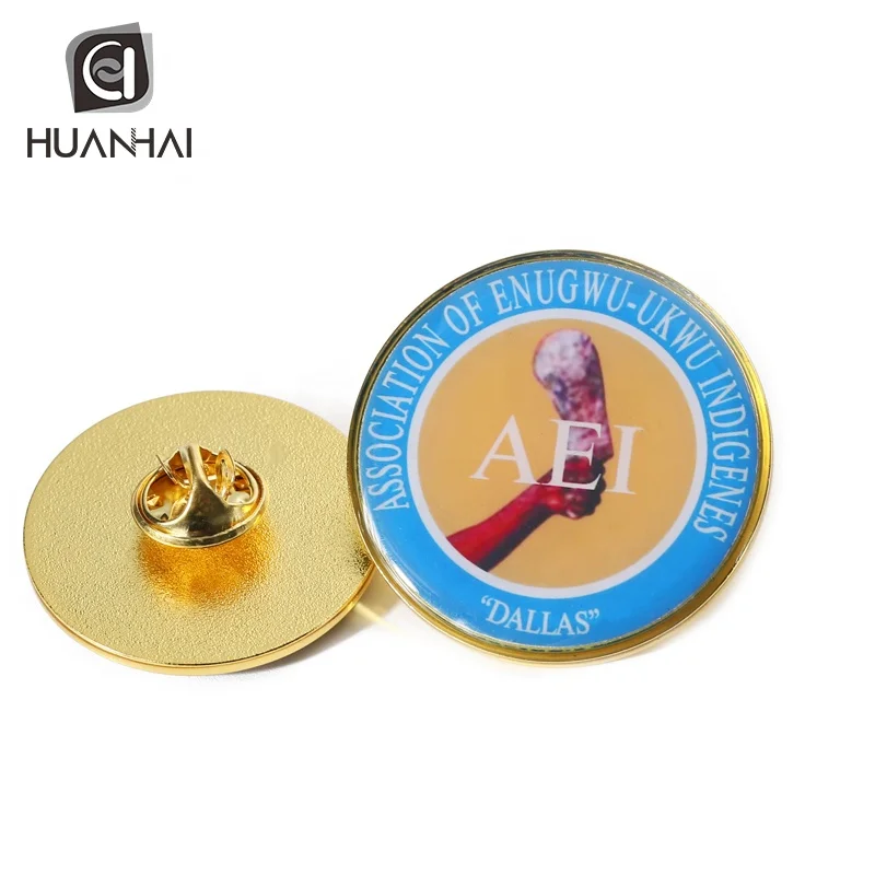 custom gold metal 30mm logo blank sublimation lapel pin with epoxy
